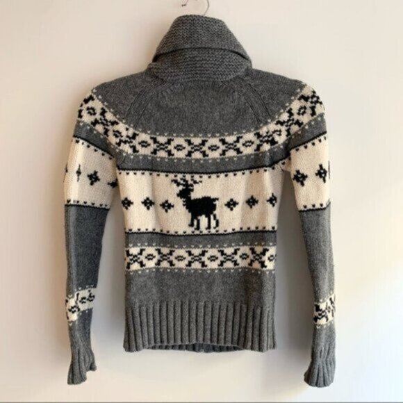 TNA Aritzia Sea To Sky Cardigan Sweater wool zip up Cowichan knit Fair isle S - Picture 16 of 16